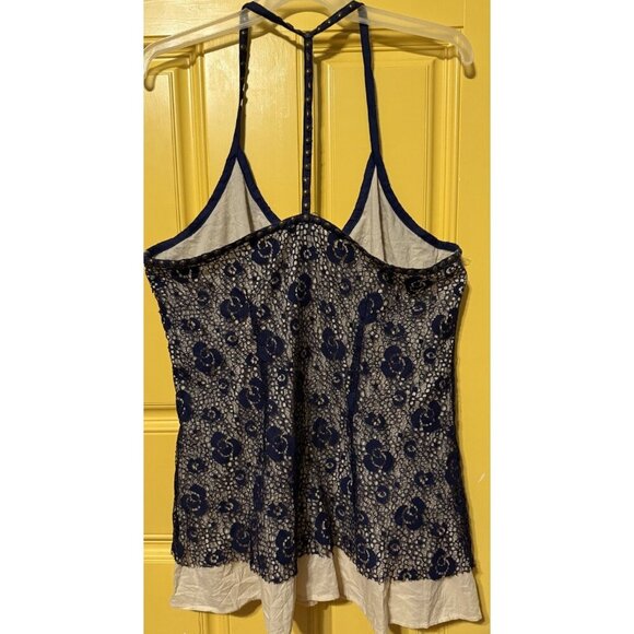 Torrid tank‎ Top Size 2 Blue Lace Eyelet Cotton Lining Beaded Fairygoth EUC - Picture 2 of 3